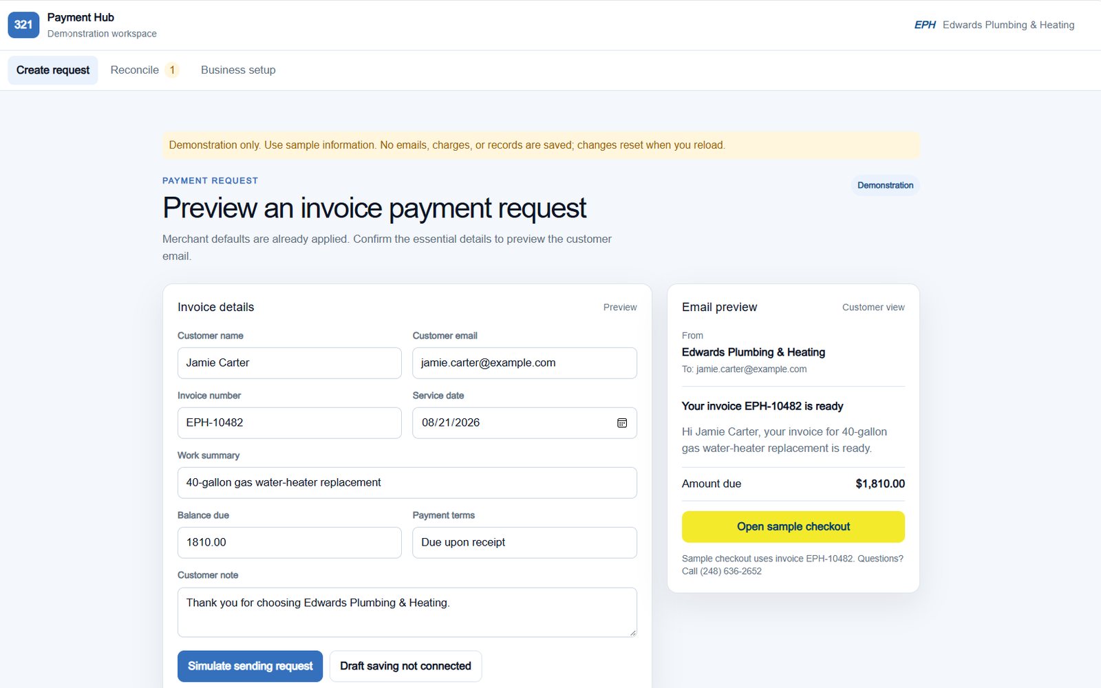 321 Payment Hub screenshot